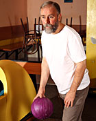 Grey senior enjoys bowling with a horny teenage brunette