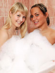 Two bathing teenage lesbians getting really dirty together