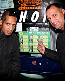 Sexy tattooed window hooker making a tourist cum explode