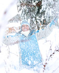 Teenage brunette showing off her massive mellons in the snow