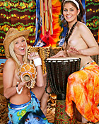 Two cute lesbian teenagers toying each others tight slit