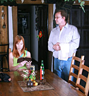 Senior waiter gets abused by a redhead teenage customer