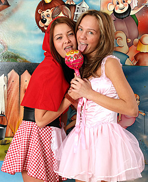 Two lesbian teenage girls toying each others fairytale pussy