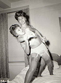 Crazy and vintage lesbians wrestling party from the fifties