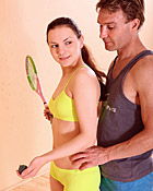 Cute sweetie fucked while playing some racketball indoors