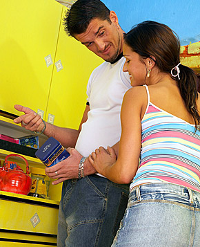 Hot willing teenage babe loves a good horny kitchen fuck