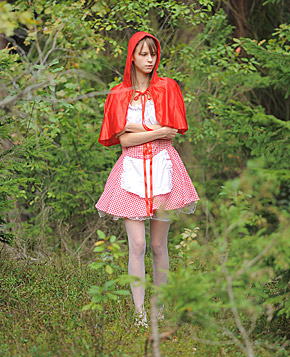  Cute red riding hood fucked by the big bad wolf in forest