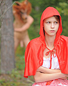  Cute red riding hood fucked by the big bad wolf in forest