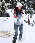 A very cold teenager shagging her boyfriend in the snow