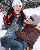 A very cold teenager shagging her boyfriend in the snow