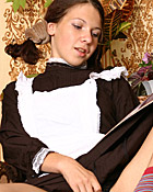 Very horny house maid cant stop touching herself with a toy