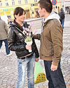 Horny guy squirting sperm on her cute sexy teenage face