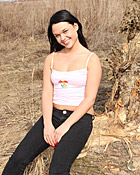 A horny pretty chick loves outdoor masturbation with cock