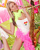 Teen girl plaing with a big pink pleasure stick in her muff