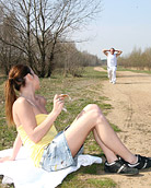 Couple having daring teenage sex on a public road hardcore