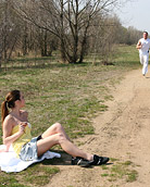 Couple having daring teenage sex on a public road hardcore