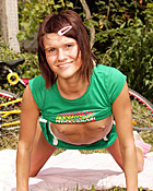 Sexy chick on a bike pleasuring her soaked pussy with toy