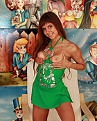 Very hot teenage pleasure on a large chair with a big toy