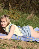 Horny dildo pleasures in the bushes in the nude publicly