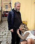 Very sexy cutie shagging an old horny senior guy outside