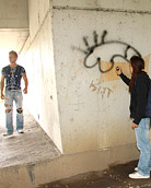 Sweetie caught spraying graffiti and fucks the horny guy