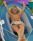  Horny teenage chick loves playing outside in the garden