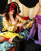 Horny girl wearing weird clothes fucked hardcore by guy