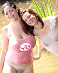 Naturally big titty teen lesbians playing together in lake