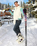 A teenage chick enjoys playing with herself in the snow