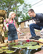 Very cute garden chick banged outside by stiff big cock