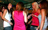 Cute hotties at the club enjoy fucking strange horny men