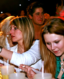 Wild and crazy drunken partiers having sex in a public bar