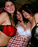 Wild and crazy party girls sucking and fucking in a bar