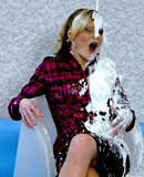 Two hot babes get covered in goo during messy trivia game