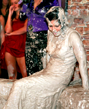 Smoking hot brunette babes wrestling around in a messy pit