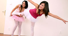 Hot and naughty teen lesbians ballerinas playing with toys
