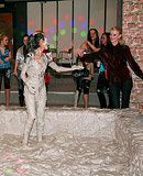 Very hot teenage girls bathing in the nude in wet dirty mud