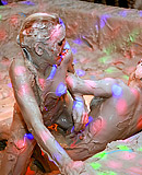  Hot teen lesbian girls love playing in a tub of wet mud