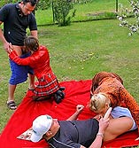 Blonde and brunette babes in outdoor pissing sex partty