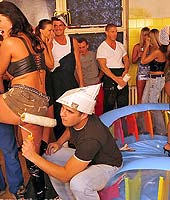 Massive messy and slippery non nude group sex suckathon