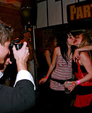 Horny teenage girls playing with hot nude dudes at a club