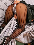 Two sexy babes in hardcore silk fetish threesome action