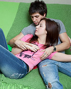 A teenage brunette sweetie shagging her horny boyfriend