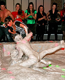 Horny and lesbian beauties love bathing in the mud pool