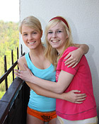 Two cute teen lesbians enjoy licking each others snatch