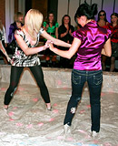 Horny dirty teenage party girls enjoy wrestling publicly