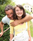 Horny chap banging a sexy naked teenager outdoors hardcore