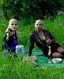 Kinky hot pissing babes fucked by a horny guy hard outdoors