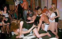 Dancing hotties publicly screwing hot naked guys at a party
