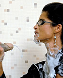 Hot and very kinky babe enjoys playing with the moist sperm